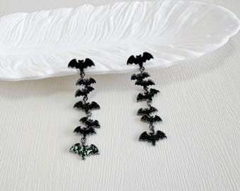 Gothic Bat Drop Earrings – Sterling Silver or Gold Plated Charm | DZSP-219