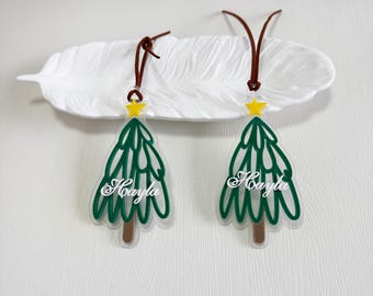 Personalized Acrylic Christmas Tree Ornament - Custom Holiday Name Tag| DZSP-227
