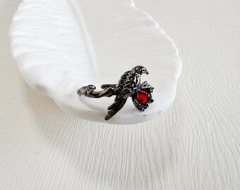 Gunmetal Raven Ring - Edgy Adjustable Statement Ring | DZSP-215