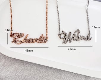 Custom Rhinestone Name Necklace for Her, Personalized Lockbone Gift Jewelry in Gold/Silver/Rose Gold – DZSP-165