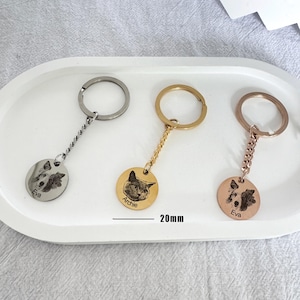 Personalized Pet Photo Keychain - Custom Engraved Memorial Keyring with Pet Portrait DZSP-053