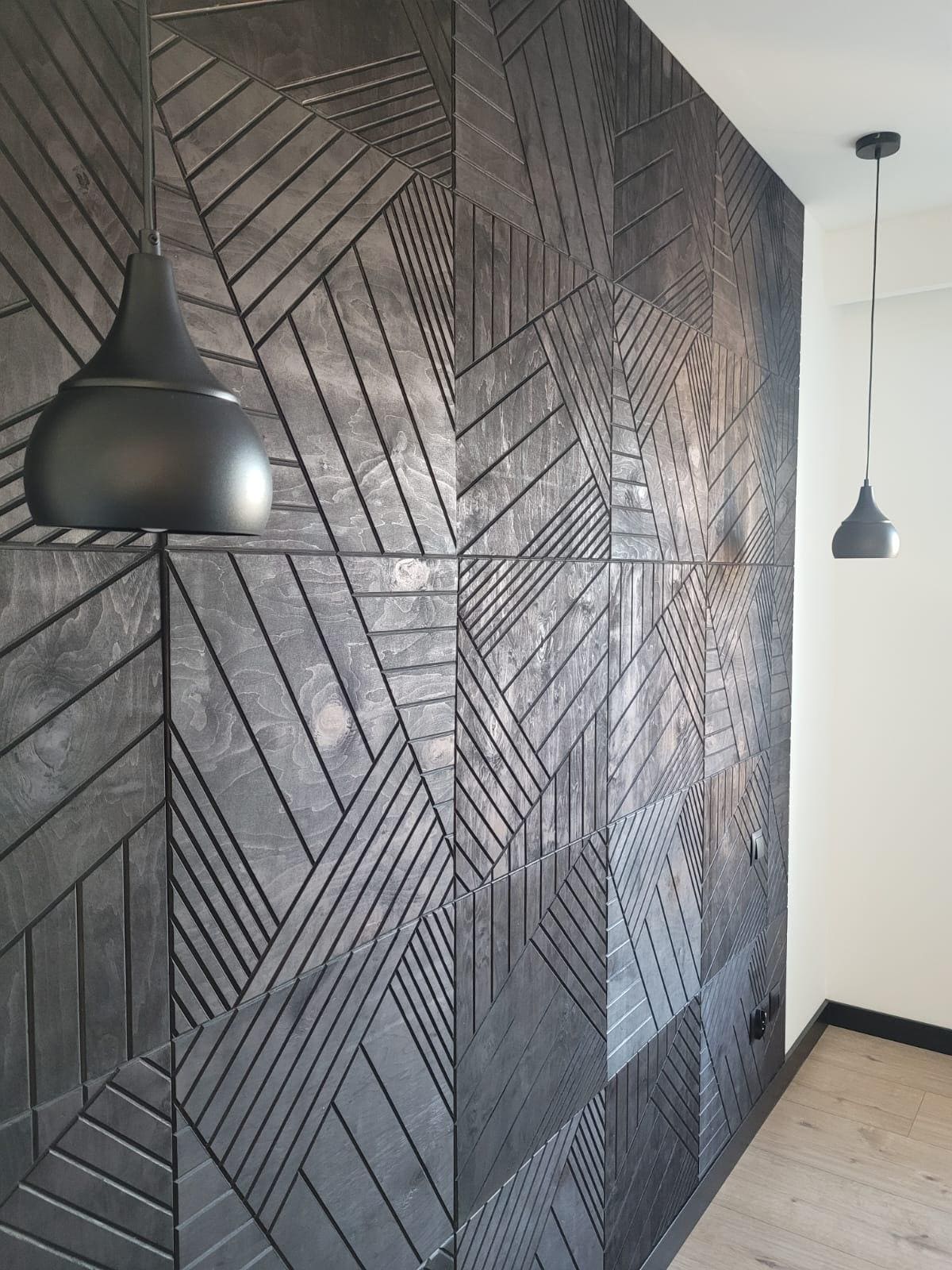Trelis - 3D Wooden wall panel -Black