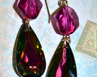 Ruby Teardrops   Swarovski Crystal Teardrop Dangle Earrings