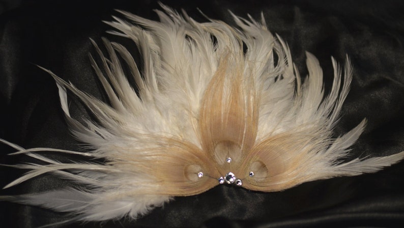 Custom Leaf and Swarovski Crystal Headpiece With Feather Fascinator image 5