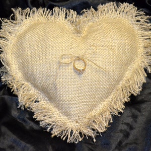 Country Chic Heart Burlap Ring Bearer Pillows image 2