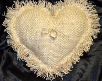 Country Chic Heart Burlap Ring Bearer Pillows