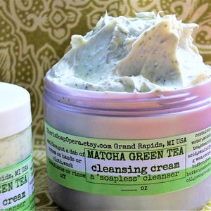 Matcha Green Tea Facial Cleanser Soapless Alternative-Great for Problem Skin or Fresh Carrot Cleansing Cream image 3