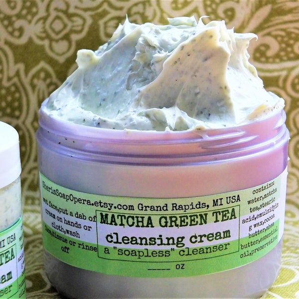 Matcha Green Tea Cleansing Cream-A Soapless Alternative-Great for "Problem Skin” NEW DANDELION OAT Cleanser-or Fresh Carrot Cleansing Cream