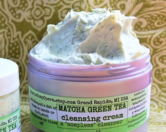 Matcha Green Tea Cleansing Cream-A Soapless Alternative-Great for "Problem Skin” NEW DANDELION OAT Cleanser-or Fresh Carrot Cleansing Cream