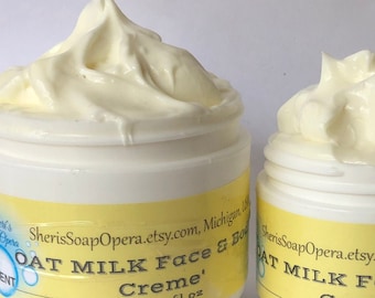 Oat Milk Body Cream-Fragrance-Free-Natural Face & Body-Handcrafted from Scratch-with soothing oatmeal-compare to "Aveeno"