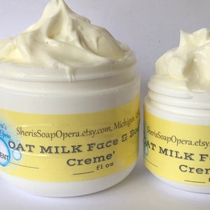 Oat Milk Body Cream-Fragrance-Free-Natural Face & Body-Handcrafted from Scratch-with soothing oatmeal-compare to "Aveeno"