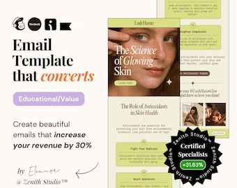 Omnisend Email Marketing Templates Flodesk Email Newsletter Klaviyo Email Template Mailchimp Email Editable Canva Skincare Wellness Business