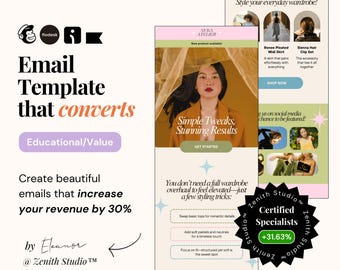 Mailchimp Email Templates Retro Klaviyo Email Marketing Editable Canva Omnisend Email Newsletter Vibrant Flodesk Fashion Boutique Small Biz