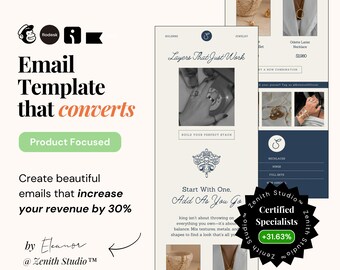 Omnisend Email Marketing Templates Minimal Flodesk Newsletter Klaviyo Email Templates Mailchimp Email Marketing Canva Luxury Jewelry