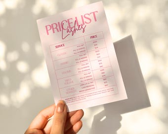 Lash Price List Template, Pink Lash Techs Canva Template, Beauty Salon Price Sheet, Esthetician Business Lash Extensions Service Menu