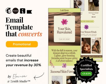 E-Mail-Mailing-Vorlagen Frühlings-Tagundnachtgleiche-Verkaufs-Newsletter Omasend-E-Mail-Kampagnen Klaviyo-Vorlagen Flodesk Mailchimp Designs Bearbeitbare Canva