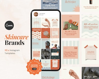 Hautpflege Instagram Post-Vorlagen Pastell Minimal Business Bearbeitbar Social Media Design Beauty Brand Canva Vorlagen Small Business Marketing