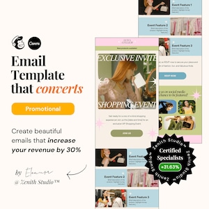 Mailchimp Email Marketing Templates Canva Editable Vibrant Promotional Newsletter Designs Small Business Email Campaigns Women's Clothing