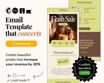Omnisend Beauty Email Marketing Templates Skincare Klaviyo Newsletter Mailchimp Email Campaigns Flodesk Templates Editable Canva Ecommerce