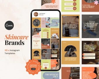 Instagram Post-Vorlagen Bunt Hautpflege Business Bearbeitbar Social Media Design Beauty Brand Canva Templates Small Business Marketing