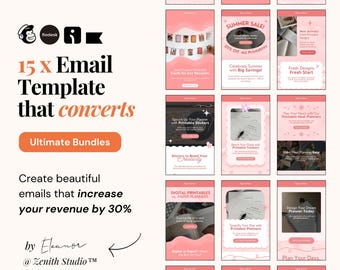 E-Mail-marketing-Vorlagen BUNDLE Pink Mailchimp Newsletter Omnisend E-Mail-Vorlagen Klaviyo Kampagnen Flodesk E-Mail-Vorlage Bearbeitbar Canva