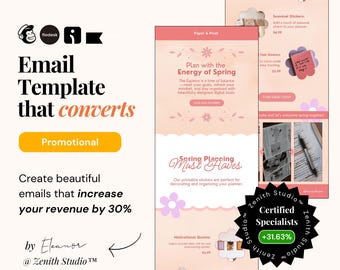 E-Mail-marketing-Vorlagen Frühlings-Tagundnachtgleiche-Verkauf Flodesk-Newsletter Omsend E-Mail-Kampagnen Klaviyo Vorlagen Mailchimp Designs Bearbeitbare Canva