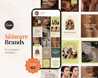 Instagram Post-Vorlagen Hautpflege Business bearbeitbar Social Media Design Beauty Brand Canva Vorlagen Kosmetikerin Small Business Marketing