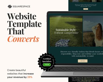 Squarespace Vorlage, Moderne Website Vorlage, Website für kleine Unternehmen, E-Kommerz Website, Website für nachhaltige Marken Komplett anpassbares Theme