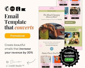 E-Mail-Vorlagen April Fool's Sale Mode Newsletter Mailchimp Designs Sammelsend E-Mail-Kampagnen Klaviyo Vorlagen Flodesk Editable Canva