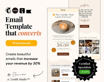 Email Marketing Vorlagen Kerzen Shop Aprilscherz Newsletter Mailchimp Designs Sammelversand E-Mail Kampagne Klaviyo Template Flodesk Canva
