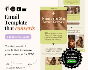 Flodesk Email Marketing Templates Omnisend Email Newsletter Klaviyo Email Template Mailchimp Editable Canva Skincare Wellness Small Business