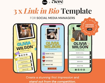 Link in Bio Template Instagram Bio Retro Canva Website Template Social Media Media Account IG Linktree Alternative
