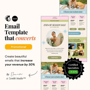 Mailchimp Email Marketing Templates Editable Canva Vibrant Fun Newsletter Designs Small Business Sales Email Campaigns Women's Clothing