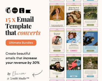 E-Mail-Kampagnen-Vorlagen BUNDLE Mailchimp Newsletter Sammelversand E-Mail Bearbeitbare Canva-Vorlagen Klaviyo-Kampagnen Flodesk E-Mail-Vorlagen