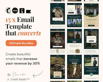 Pacote de modelos de marketing por e-mail Mailchimp Newsletter Omnisend Email Editável Modelos Canva Klaviyo Campaigns Flodesk Email Templates