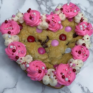 Valentines Day Cookie Cake, 6 inch Heart Shaped Valentines Day Cookie Cake, Valentines Day Personalized Gift, Custom Valentines Day Treat