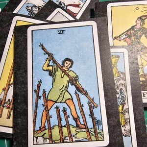 Blanco kaart - Tarotkaartontwerp - Seven of Wands - Rider-Waite