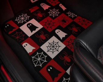 Spooky Cute Ghost Car Floor Mats Set of 2 or 4, Halloween Accessories, Gothic Car Decor, Ghost Car Mats