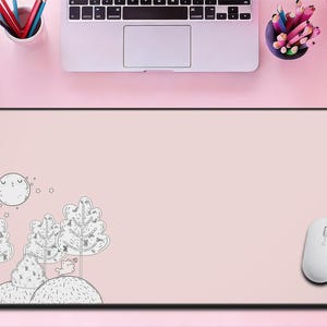 Pink Minimal Mousepad, Cute Aesthetic Desk Mat, Kawaii Desk Setup, Soft Girl Desk Decor, Pastel Pink Mouse Pad, Cozy Workspace Accessories
