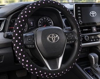 Pink Polka Dot Steering Wheel Cover, Girly Car Accessory