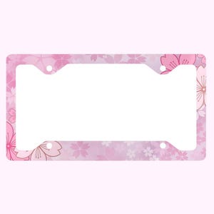 Cherry Blossom License Plate Frame Pink Sakura Car Accessory for Floral Lovers Sakura Flowers Car Decor Gift Pink Girly License Plate Frame
