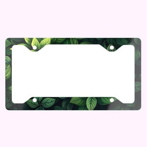 Botanical Leaf License Plate Frame Nature Lovers Gift Aesthetic Green Car Accessory for Plant Lovers & Eco Vibe Style Cottagecore Gift