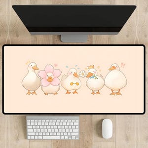 Kawaii Ducks Mousepad Kawaii Goose Lovers Desk Mat Pastel Ducks Desk Office Decoration Gift for Silly Goose Lovers Gamer Girl Mousepad