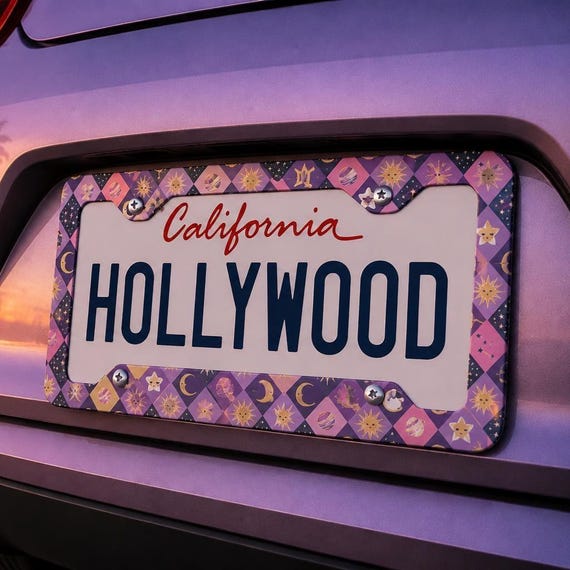 Celestial License Metal Plate Frame Astrology Lover Gift Pastel Moon Star Planet Car Tag Y2K Witchy Aesthetic Galaxy Car Accessory Gift