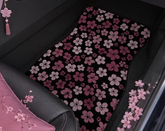 Sakura Car Floor Mats Set, Cherry Blossom Accessories, Kawaii Floral Auto Mats Set of 2 or 4