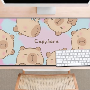 Kawaii Capybara Bureauonderlegger Cadeau voor Capybara-liefhebbers Kantoordecoratie Schattig Bureauaccessoire Yume Kawaii Muismat Kinderkamerdecoratie Capybara Kunst