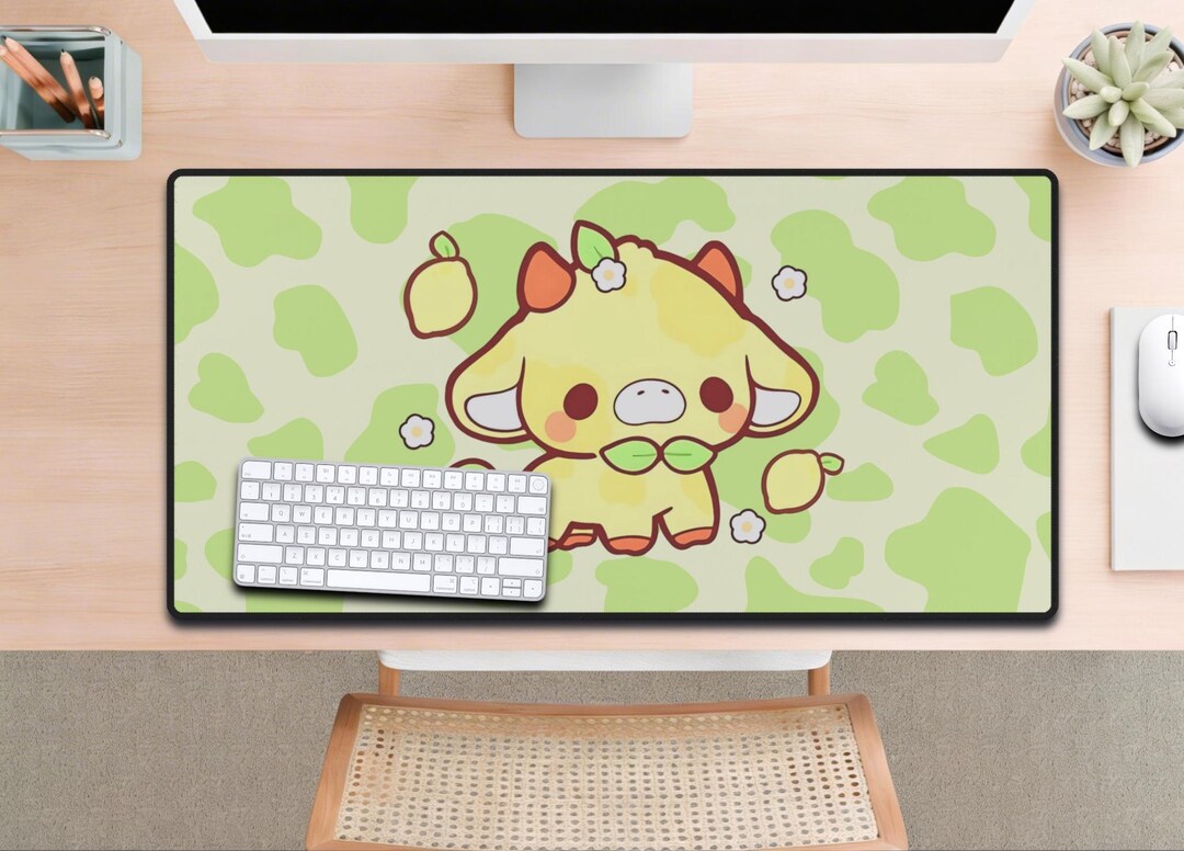 Kawaii Lemon Cow Desk Mat Pastel Cow Lover Gift Kawaii Gaming Mouse Pad ...