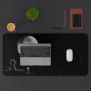 Cat and Moon Mouse Pad, Starry Night Gaming Setup for Gamers Girl image 9