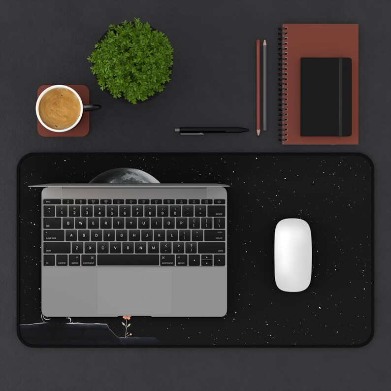 Cat and Moon Mouse Pad, Starry Night Gaming Setup for Gamers Girl image 7