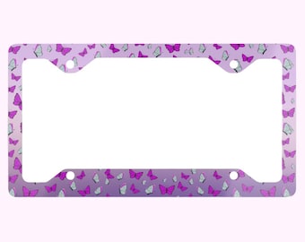 Butterfly Metal License Anime Car Accessory Gift for Anime Lover Girl Violet Print Car Decor Gift Pink Girly License Plate Shinobu Fans Gift